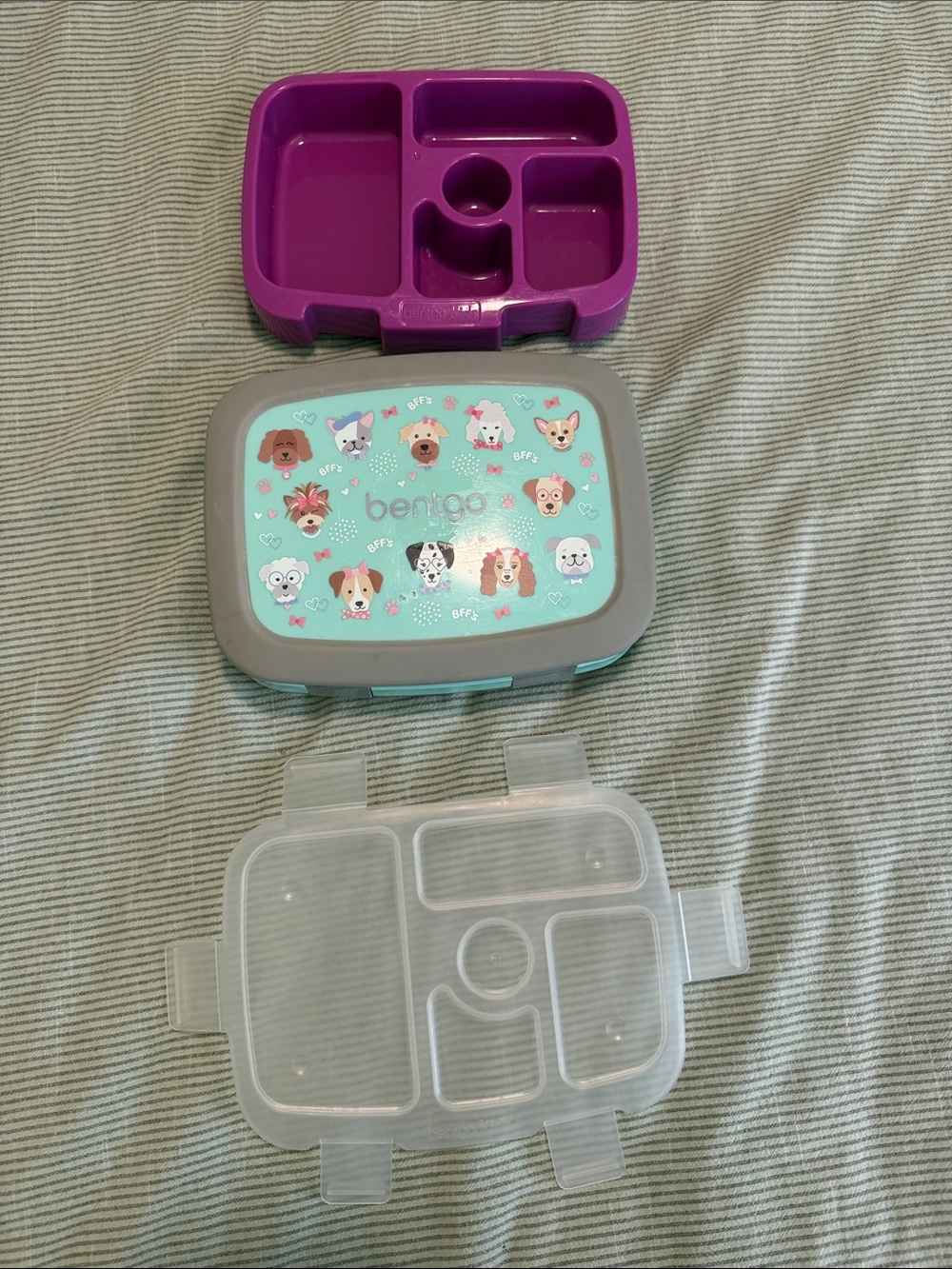 bentgo Kids Lunch Box - Purple & Teal Doggy Design
